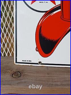 Texaco Fire Chief Porcelain Pump Plate Sign Dated 3-1-52
