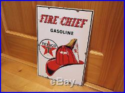 Texaco Fire Chief Porcelain Sign, Vintage Original Gas Pump Plate, Tokheim
