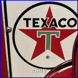 Texaco Fire Chief Pump Porcelain 12x18 Plate Sign on Wayne 400 Red Pump Panel