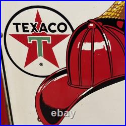 Texaco Fire Chief Pump Porcelain 12x18 Plate Sign on Wayne 400 Red Pump Panel