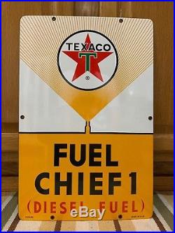 Texaco Fuel Chief 1 Porcelain Yellow Gas Pump Plate Sign Service Texas Gas 66 Texaco Fuel Chief 1 Porcelain Yellow Gas Pump Plate Sign Service Texas Gas 66