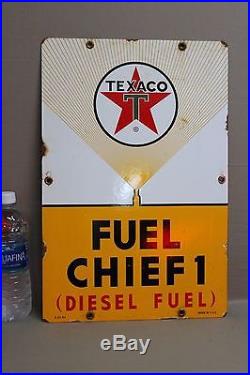 Texaco Fuel Chief 1 Porcelain Yellow Gas Pump Plate Sign Service Texas Gas 66 Texaco Fuel Chief 1 Porcelain Yellow Gas Pump Plate Sign Service Texas Gas 66