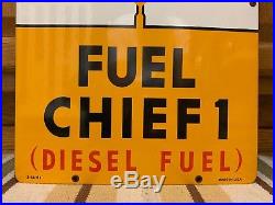 Texaco Fuel Chief 1 Porcelain Yellow Gas Pump Plate Sign Service Texas Gas 66 Texaco Fuel Chief 1 Porcelain Yellow Gas Pump Plate Sign Service Texas Gas 66