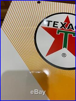 Texaco Fuel Chief 1 Porcelain Yellow Gas Pump Plate Sign Service Texas Gas 66