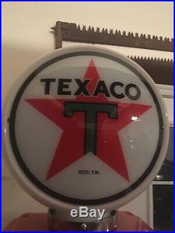 Texaco Gas Pump Milk Glass Globe One Piece Body With Lenses