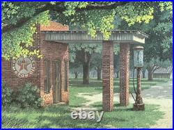 Texaco Gas Pump Station Jim Harrison Framed Signed Low Number LE Print Americana