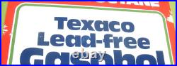 Texaco Gas Pump Topper Sign Original Double Sided Authentic Gasohol Lead Free