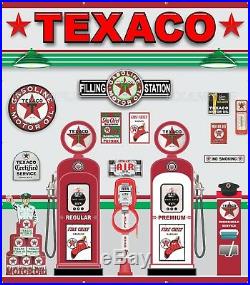 Texaco Gas Pumps Service Station Items Scene Wall Mural Sign Banner Art 7' X 8