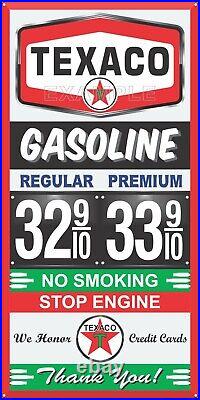 Texaco Gas Station Price Per Gallon Old Pump Sign Remake Aluminum Size Options