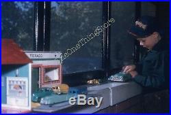 Texaco Gas Station Toy Cars 35mm Slide 1950s Kodachrome Vtg Boy Americana Pumps