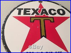 Texaco Gasoline Oil Heavy Steel Thick Porcelain Sign Vintage Gas Pump Plate NR Texaco Gasoline Oil Heavy Steel Thick Porcelain Sign Vintage Gas Pump Plate NR