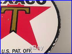 Texaco Gasoline Oil Heavy Steel Thick Porcelain Sign Vintage Gas Pump Plate NR Texaco Gasoline Oil Heavy Steel Thick Porcelain Sign Vintage Gas Pump Plate NR
