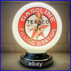 Texaco Gasoline Pinup Mini Gas Pump Globe, Alloy Base LED Desk Lamp