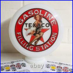 Texaco Gasoline Pinup Mini Gas Pump Globe Alloy Base LED Desk Lamp USB Powered