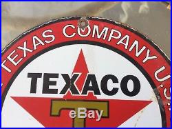 Texaco Gasoline Porcelain Gas Pump Sign Dated 10-6-33