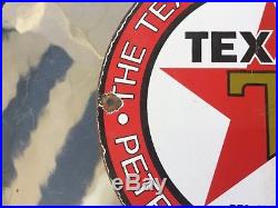 Texaco Gasoline Porcelain Gas Pump Sign Dated 10-6-33