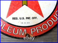Texaco Gasoline Texas Vintage Porcelain Enamel Gas Pump Oil Service Station Sign