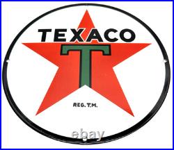 Texaco Gasoline Vintage Porcelain Sign Service Station Pump Plate Americana