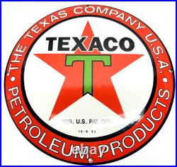 Texaco Gasoline Vintage Porcelain Sign Service Station Pump Plate Americana