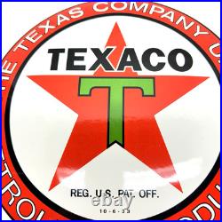 Texaco Gasoline Vintage Porcelain Sign Service Station Pump Plate Americana