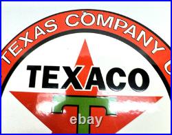 Texaco Gasoline Vintage Porcelain Sign Service Station Pump Plate Americana
