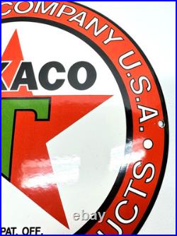 Texaco Gasoline Vintage Porcelain Sign Service Station Pump Plate Americana