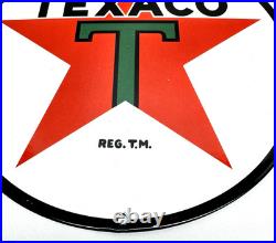 Texaco Gasoline Vintage Porcelain Sign Service Station Pump Plate Americana