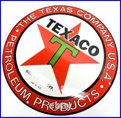 Texaco Gasoline Vintage Porcelain Sign Service Station Pump Plate Americana