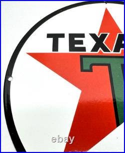 Texaco Gasoline Vintage Porcelain Sign Service Station Pump Plate Americana