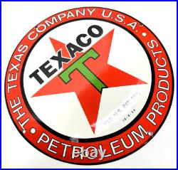 Texaco Gasoline Vintage Porcelain Sign Service Station Pump Plate Americana