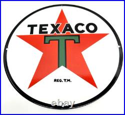 Texaco Gasoline Vintage Porcelain Sign Service Station Pump Plate Americana