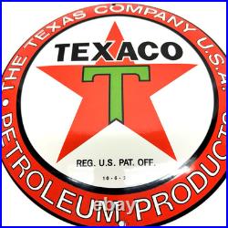 Texaco Gasoline Vintage Porcelain Sign Service Station Pump Plate Americana