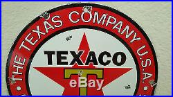 Texaco Gasoline heavy steel thick porcelain sign vintage gas pump plate