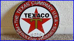 Texaco Gasoline heavy steel thick porcelain sign vintage gas pump plate 9