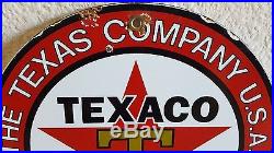 Texaco Gasoline heavy steel thick porcelain sign vintage gas pump plate 9
