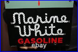 Texaco Marine White Gasoline Boat Motor Gas Pump 12 Metal Porcelain Sign