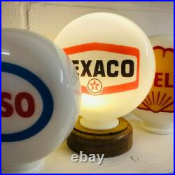 Texaco Mini Gas Pump Globe, Solid Oak Wooden Base LED Desk Lamp