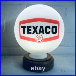 Texaco Mini Gas Pump Globe, Solid Oak Wooden Base LED Desk Lamp