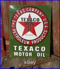 Texaco Motor Oil Sign, Metal Porcelain Advertising Sign, Gas Station Pump B