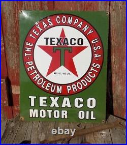 Texaco Motor Oil Sign, Metal Porcelain Advertising Sign, Gas Station Pump B Texaco Motor Oil Sign, Metal Porcelain Advertising Sign, Gas Station Pump B