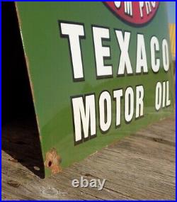 Texaco Motor Oil Sign, Metal Porcelain Advertising Sign, Gas Station Pump B Texaco Motor Oil Sign, Metal Porcelain Advertising Sign, Gas Station Pump B