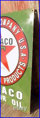 Texaco Motor Oil Sign, Metal Porcelain Advertising Sign, Gas Station Pump B Texaco Motor Oil Sign, Metal Porcelain Advertising Sign, Gas Station Pump B