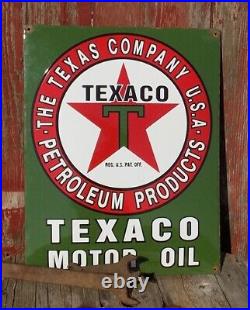 Texaco Motor Oil Sign, Metal Porcelain Advertising Sign, Gas Station Pump C Texaco Motor Oil Sign, Metal Porcelain Advertising Sign, Gas Station Pump C