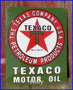 Texaco Motor Oil Sign, Metal Porcelain Advertising Sign, Gas Station Pump C Texaco Motor Oil Sign, Metal Porcelain Advertising Sign, Gas Station Pump C