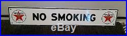 Texaco No Smoking Porcelain Sign Vintage Gas Pump Plate Oil Lubester Gasoline