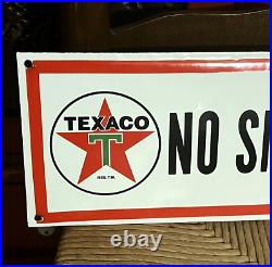 Texaco No Smoking gasoline 17 porcelain metal vintage style gas pump plate sign