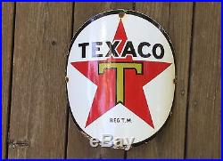 Texaco Oil Company VINTAGE ORIGINAL porcelain gas pump sign