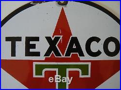 Texaco Porcelain Gas Pump Plate Sign, Dated 3-9-41 Eight In