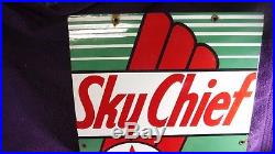 Texaco Porcelain Gas Pump Sign Sky Chief Gasolone Super Charged withPetrox 1950's