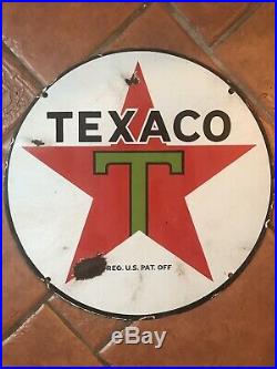 Texaco Porcelain Sign Oil Gas Pump Plate 15 Inch Advertising Station Original
